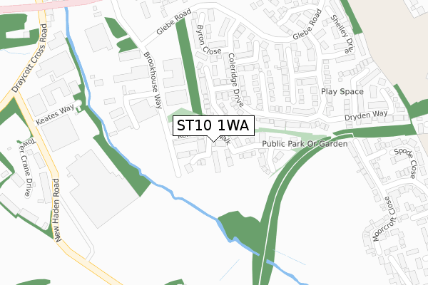 ST10 1WA map - large scale - OS Open Zoomstack (Ordnance Survey)