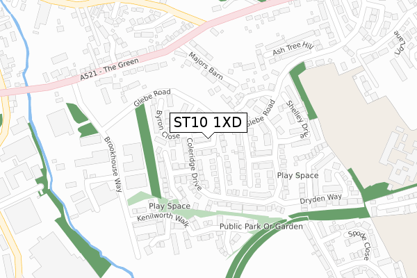 ST10 1XD map - large scale - OS Open Zoomstack (Ordnance Survey)