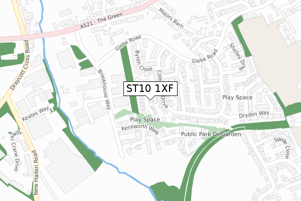 ST10 1XF map - large scale - OS Open Zoomstack (Ordnance Survey)