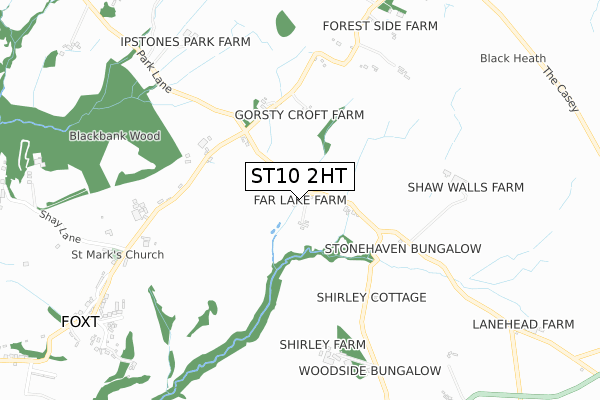 ST10 2HT map - small scale - OS Open Zoomstack (Ordnance Survey)