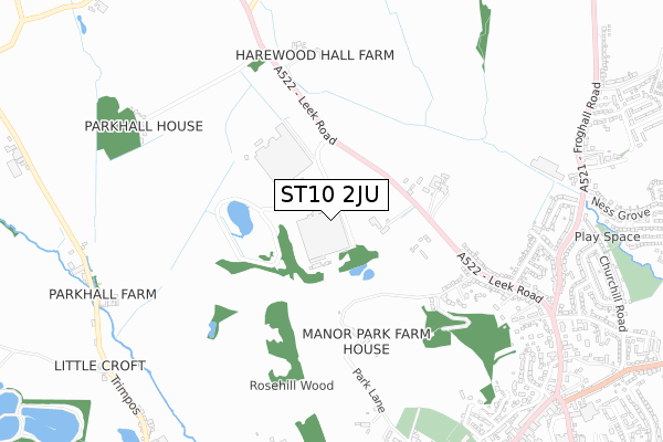 ST10 2JU map - small scale - OS Open Zoomstack (Ordnance Survey)