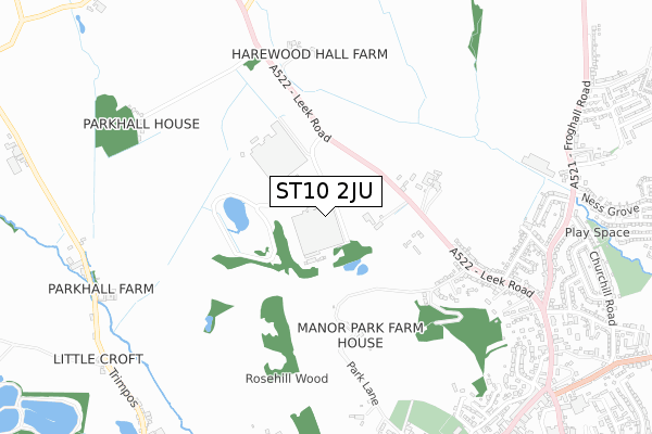 ST10 2JU map - small scale - OS Open Zoomstack (Ordnance Survey) ST10 2JU map - small scale - OS Open Zoomstack (Ordnance Survey)