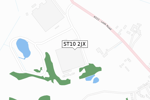 ST10 2JX map - large scale - OS Open Zoomstack (Ordnance Survey)