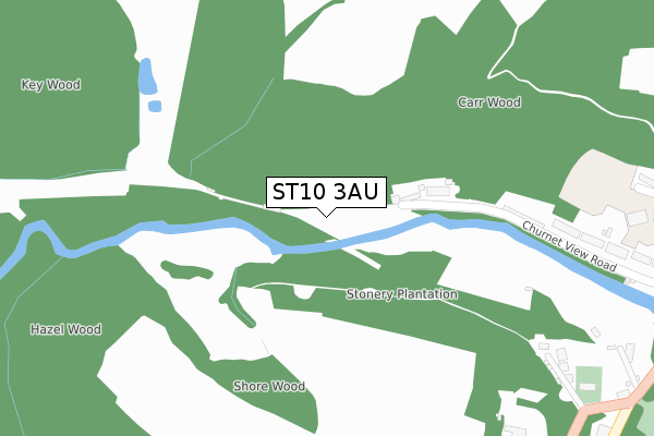 ST10 3AU map - large scale - OS Open Zoomstack (Ordnance Survey)