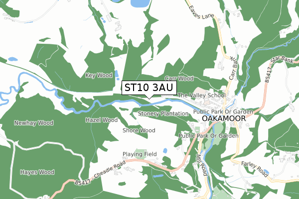 ST10 3AU map - small scale - OS Open Zoomstack (Ordnance Survey)