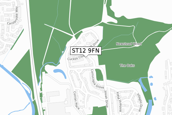 ST12 9FN map - large scale - OS Open Zoomstack (Ordnance Survey)