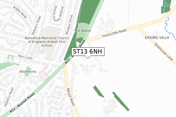 ST13 6NH map - large scale - OS Open Zoomstack (Ordnance Survey)