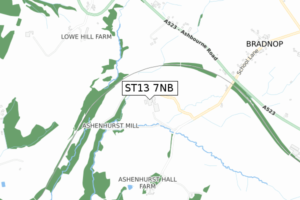 ST13 7NB map - small scale - OS Open Zoomstack (Ordnance Survey)