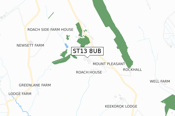 ST13 8UB map - small scale - OS Open Zoomstack (Ordnance Survey)