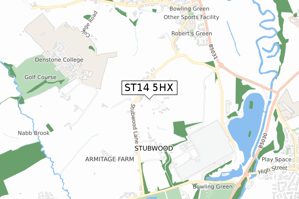 ST14 5HX map - small scale - OS Open Zoomstack (Ordnance Survey)