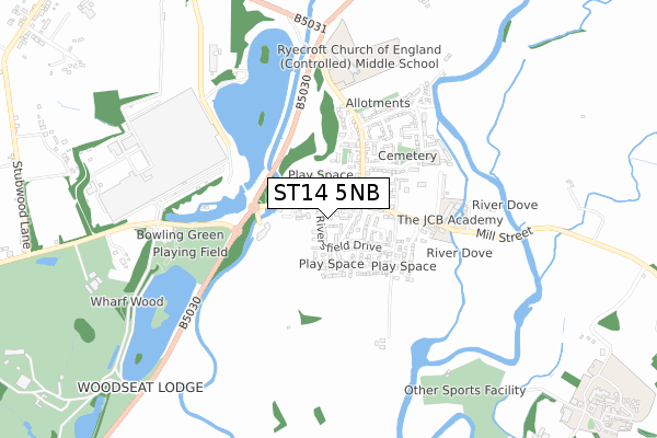 ST14 5NB map - small scale - OS Open Zoomstack (Ordnance Survey)