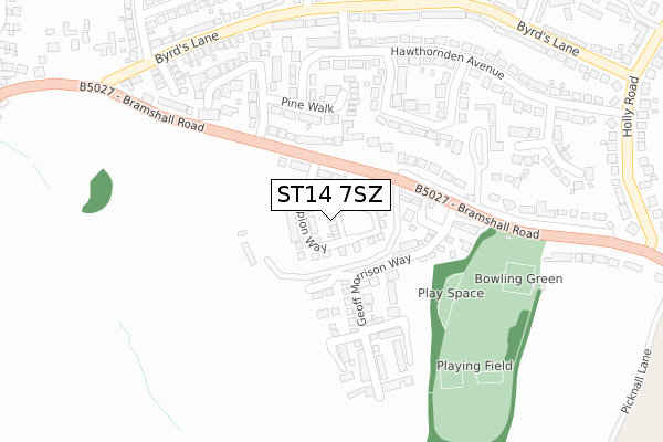 ST14 7SZ map - large scale - OS Open Zoomstack (Ordnance Survey)