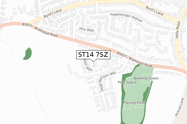 ST14 7SZ map - large scale - OS Open Zoomstack (Ordnance Survey) ST14 7SZ map - large scale - OS Open Zoomstack (Ordnance Survey)