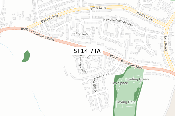 ST14 7TA map - large scale - OS Open Zoomstack (Ordnance Survey) ST14 7TA map - large scale - OS Open Zoomstack (Ordnance Survey)