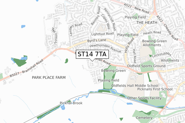 ST14 7TA map - small scale - OS Open Zoomstack (Ordnance Survey) ST14 7TA map - small scale - OS Open Zoomstack (Ordnance Survey)