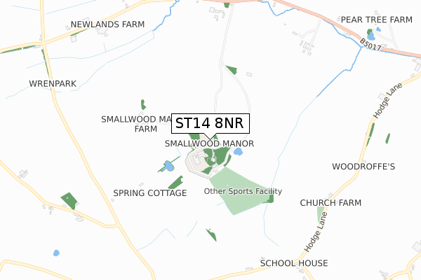 ST14 8NR map - small scale - OS Open Zoomstack (Ordnance Survey)