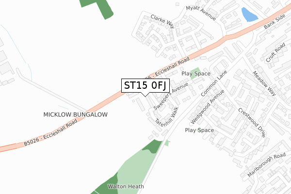 ST15 0FJ map - large scale - OS Open Zoomstack (Ordnance Survey) ST15 0FJ map - large scale - OS Open Zoomstack (Ordnance Survey)