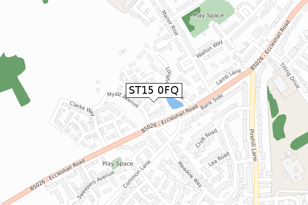 ST15 0FQ map - large scale - OS Open Zoomstack (Ordnance Survey) ST15 0FQ map - large scale - OS Open Zoomstack (Ordnance Survey)