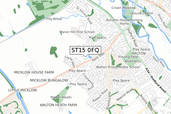 ST15 0FQ map - small scale - OS Open Zoomstack (Ordnance Survey) ST15 0FQ map - small scale - OS Open Zoomstack (Ordnance Survey)
