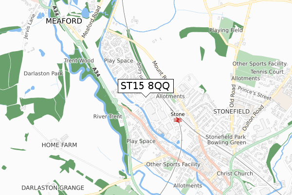 ST15 8QQ map - small scale - OS Open Zoomstack (Ordnance Survey) ST15 8QQ map - small scale - OS Open Zoomstack (Ordnance Survey)