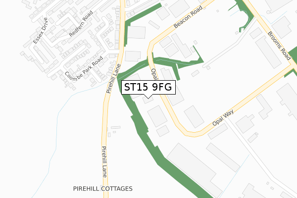 ST15 9FG map - large scale - OS Open Zoomstack (Ordnance Survey) ST15 9FG map - large scale - OS Open Zoomstack (Ordnance Survey)