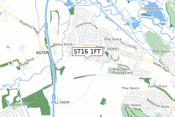 ST16 1FT map - small scale - OS Open Zoomstack (Ordnance Survey) ST16 1FT map - small scale - OS Open Zoomstack (Ordnance Survey)