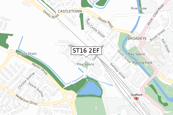 ST16 2EF map - large scale - OS Open Zoomstack (Ordnance Survey) ST16 2EF map - large scale - OS Open Zoomstack (Ordnance Survey)