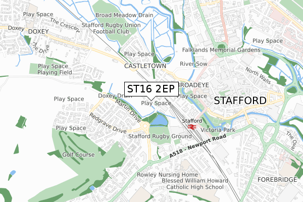 ST16 2EP map - small scale - OS Open Zoomstack (Ordnance Survey)