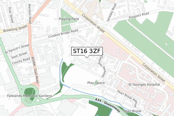 ST16 3ZF map - large scale - OS Open Zoomstack (Ordnance Survey)