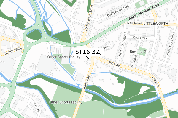 ST16 3ZJ map - large scale - OS Open Zoomstack (Ordnance Survey) ST16 3ZJ map - large scale - OS Open Zoomstack (Ordnance Survey)