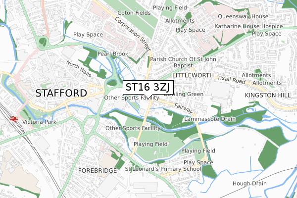ST16 3ZJ map - small scale - OS Open Zoomstack (Ordnance Survey) ST16 3ZJ map - small scale - OS Open Zoomstack (Ordnance Survey)