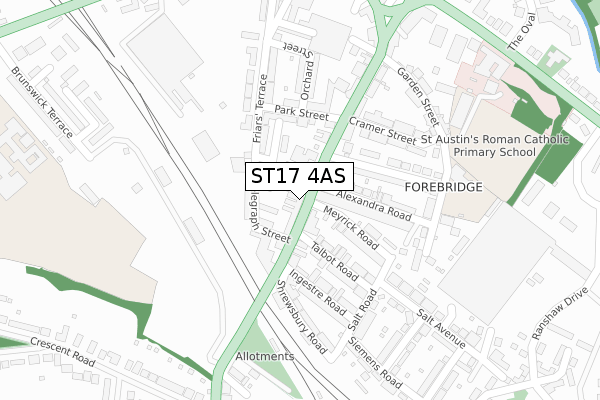 ST17 4AS map - large scale - OS Open Zoomstack (Ordnance Survey)