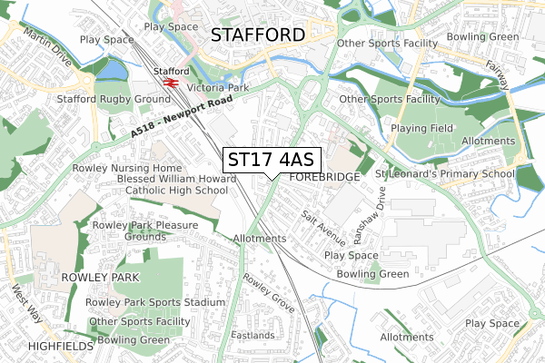 ST17 4AS map - small scale - OS Open Zoomstack (Ordnance Survey)