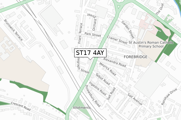 ST17 4AY map - large scale - OS Open Zoomstack (Ordnance Survey)