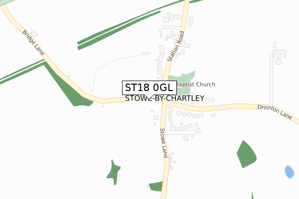 ST18 0GL map - large scale - OS Open Zoomstack (Ordnance Survey)