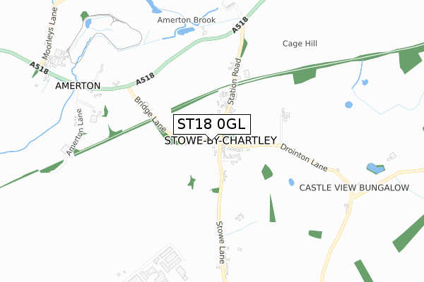 ST18 0GL map - small scale - OS Open Zoomstack (Ordnance Survey)