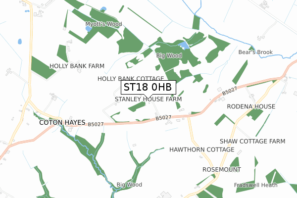 ST18 0HB map - small scale - OS Open Zoomstack (Ordnance Survey) ST18 0HB map - small scale - OS Open Zoomstack (Ordnance Survey)