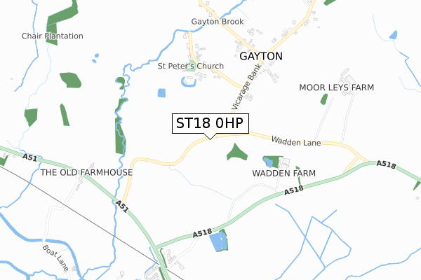 ST18 0HP map - small scale - OS Open Zoomstack (Ordnance Survey)