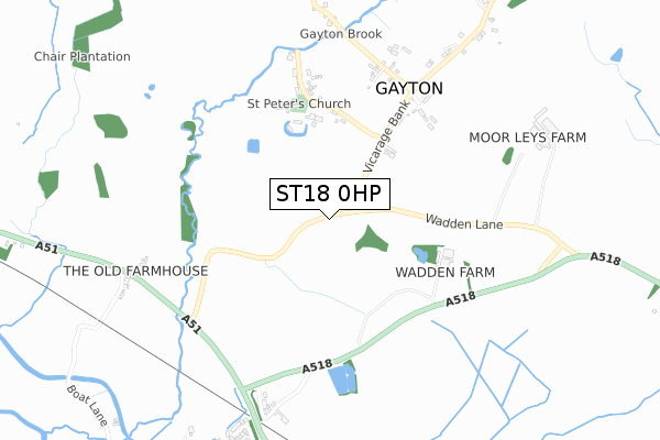 ST18 0HP map - small scale - OS Open Zoomstack (Ordnance Survey) ST18 0HP map - small scale - OS Open Zoomstack (Ordnance Survey)
