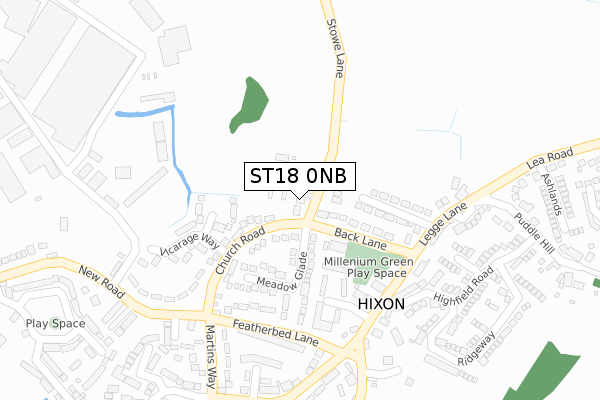 ST18 0NB map - large scale - OS Open Zoomstack (Ordnance Survey)