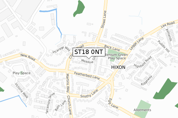 ST18 0NT map - large scale - OS Open Zoomstack (Ordnance Survey)