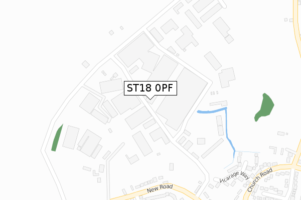 ST18 0PF map - large scale - OS Open Zoomstack (Ordnance Survey)