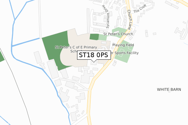 ST18 0PS map - large scale - OS Open Zoomstack (Ordnance Survey)