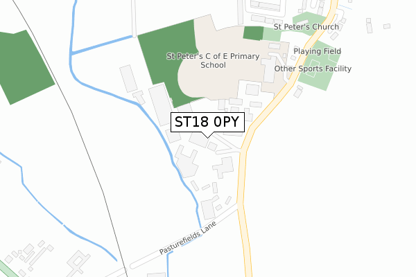 ST18 0PY map - large scale - OS Open Zoomstack (Ordnance Survey) ST18 0PY map - large scale - OS Open Zoomstack (Ordnance Survey)