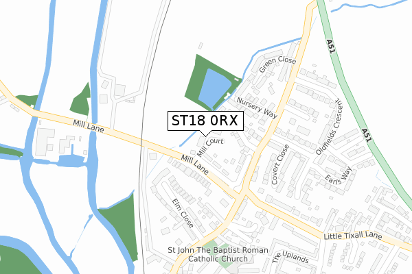ST18 0RX map - large scale - OS Open Zoomstack (Ordnance Survey)
