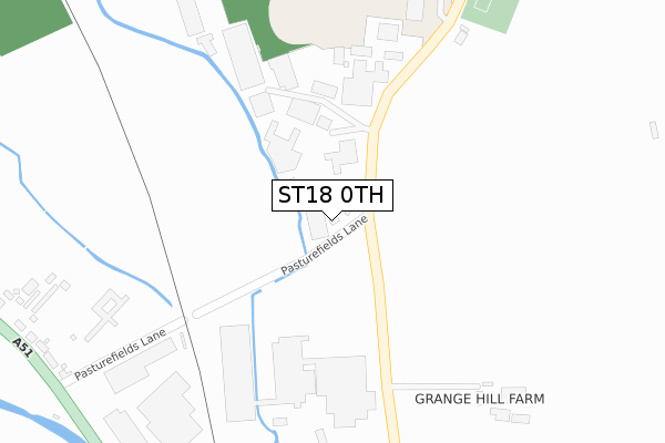 ST18 0TH map - large scale - OS Open Zoomstack (Ordnance Survey)