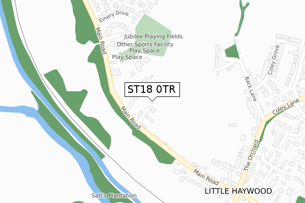 ST18 0TR map - large scale - OS Open Zoomstack (Ordnance Survey)