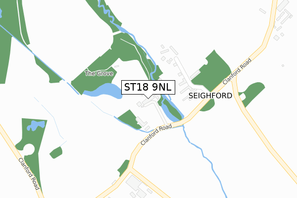 ST18 9NL map - large scale - OS Open Zoomstack (Ordnance Survey)