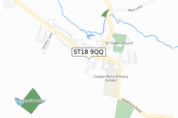 ST18 9QQ map - large scale - OS Open Zoomstack (Ordnance Survey)