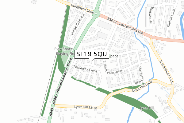 ST19 5QU map - large scale - OS Open Zoomstack (Ordnance Survey)